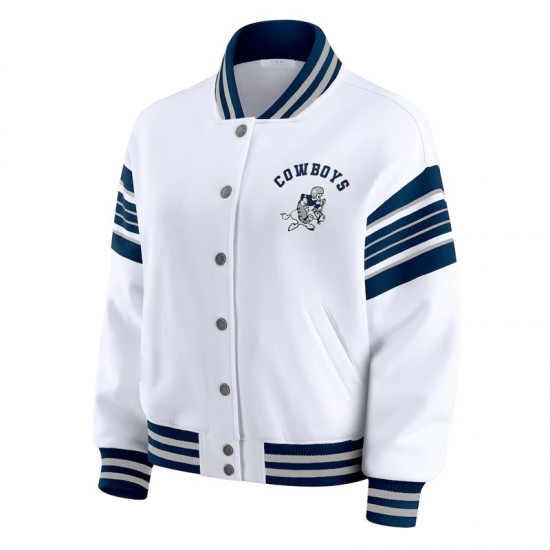 Dallas Cowboys Snap Front White Fleece Jacket Dallas Cowboys Snap Front White Fleece Jacket