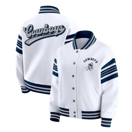 Dallas Cowboys Snap Front White Fleece Jacket Dallas Cowboys Snap Front White Fleece Jacket