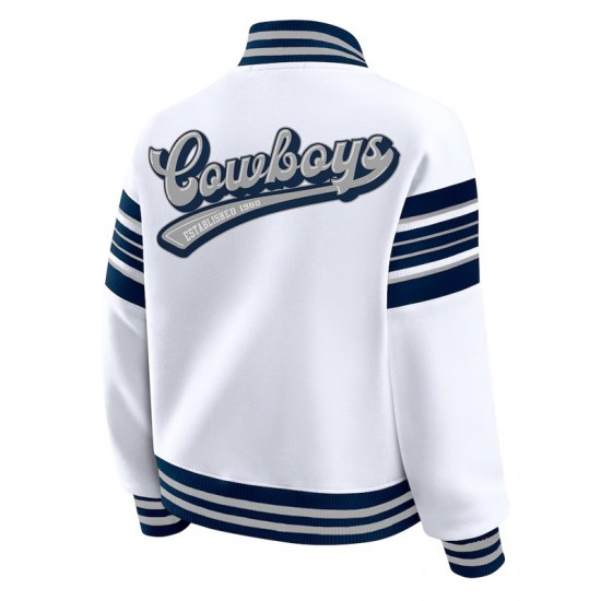 Dallas Cowboys Snap Front White Fleece Jacket Dallas Cowboys Snap Front White Fleece Jacket
