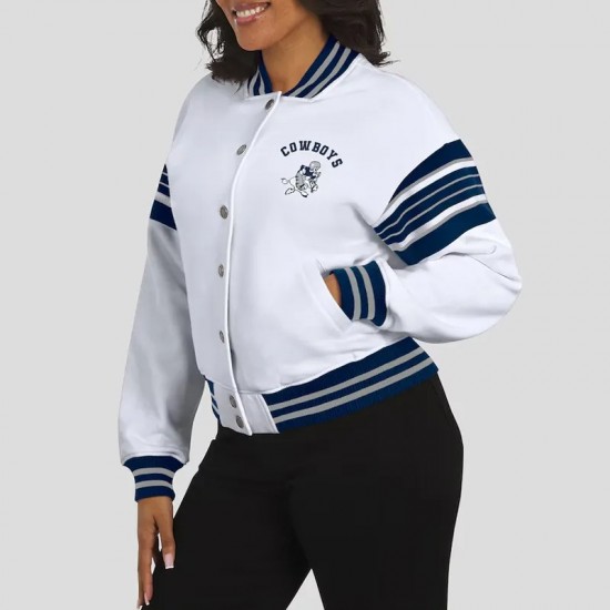 Dallas Cowboys Snap Front White Fleece Jacket