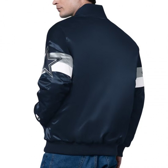 Dallas Cowboys Triple Option Varsity Satin Jacket Dallas Cowboys Triple Option Varsity Satin Jacket