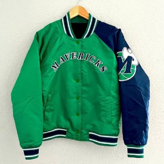 Dallas Mavericks Green and Navy Satin Jacket Dallas Mavericks Green and Navy Satin Jacket