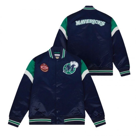 Dallas Mavericks Navy Heavyweight Satin Jacket