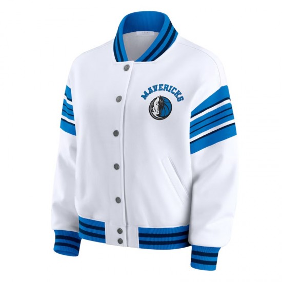 Dallas Mavericks Snap Front White Fleece Jacket Dallas Mavericks Snap Front White Fleece Jacket