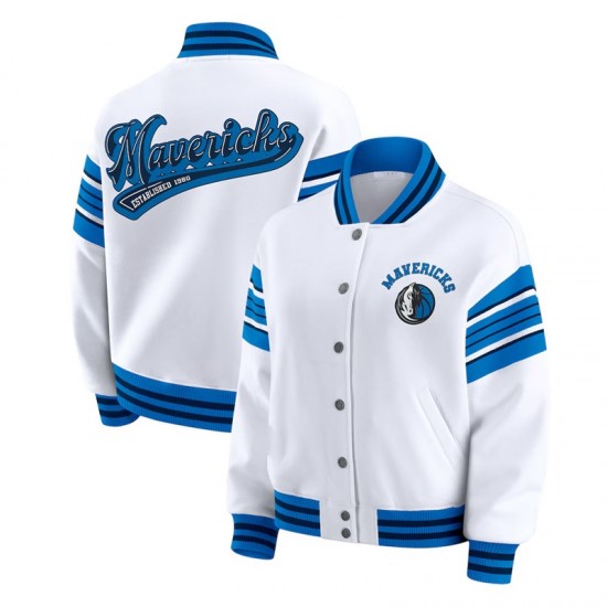 Dallas Mavericks Snap Front White Fleece Jacket Dallas Mavericks Snap Front White Fleece Jacket