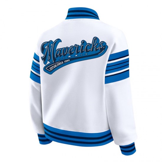 Dallas Mavericks Snap Front White Fleece Jacket Dallas Mavericks Snap Front White Fleece Jacket