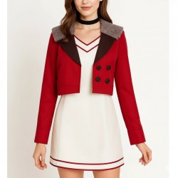 Dandadan Momo Ayase Cropped Red Cotton Jacket 