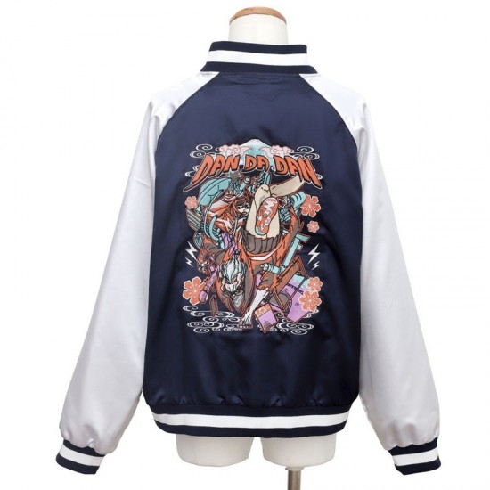 Dandadan Souvenir Navy and Silver Bomber Jacket