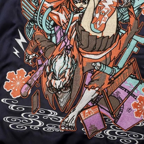 Dandadan Souvenir Navy and Silver Bomber Jacket