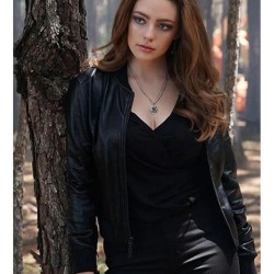 Danielle Rose Russell Legacies Bomber Leather Jacket Danielle Rose Russell Legacies Bomber Leather Jacket