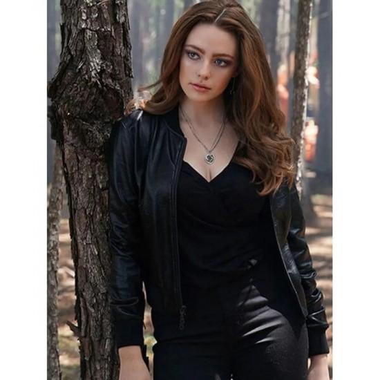 Danielle Rose Russell Legacies Bomber Leather Jacket Danielle Rose Russell Legacies Bomber Leather Jacket