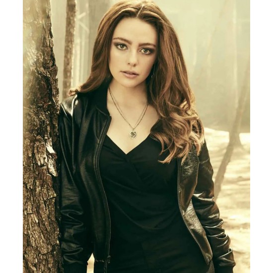 Danielle Rose Russell Legacies Bomber Leather Jacket Danielle Rose Russell Legacies Bomber Leather Jacket