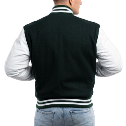 Dartmouth Green Wool Body & Bright White Sleeves Letterman Jacket Dartmouth Green Wool Body & Bright White Sleeves Letterman Jacket