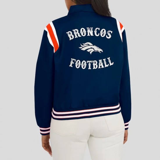 Denver Broncos Lightweight Navy Varsity Satin Jacket
