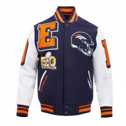 Denver Broncos Mashup Rib Varsity Wool/Leather Jacket