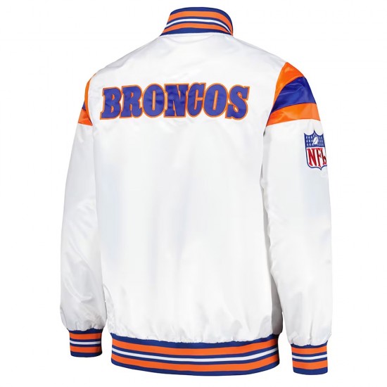 Denver Broncos Midweight White Satin Jacket Denver Broncos Midweight White Satin Jacket