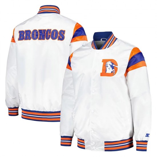 Denver Broncos Midweight White Satin Jacket Denver Broncos Midweight White Satin Jacket