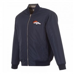 Denver Broncos Navy/Gray Full-Zip Reversible Flight Jacket