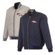 Denver Broncos Navy/Gray Full-Zip Reversible Flight Jacket Denver Broncos Navy/Gray Full-Zip Reversible Flight Jacket