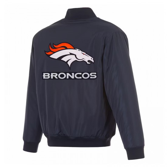 Denver Broncos Navy/Gray Full-Zip Reversible Flight Jacket Denver Broncos Navy/Gray Full-Zip Reversible Flight Jacket