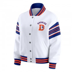 Denver Broncos Snap Front White Fleece Jacket