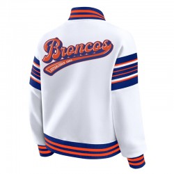Denver Broncos Snap Front White Fleece Jacket