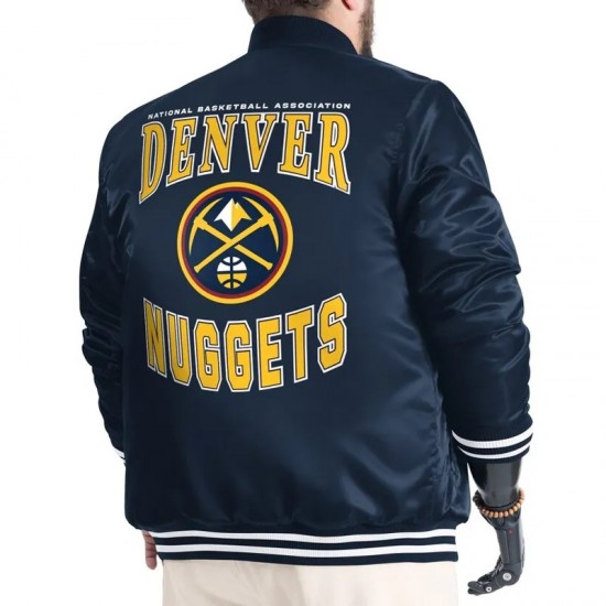 Denver Nuggets Adaptive Bold Logo Varsity Satin Jacket