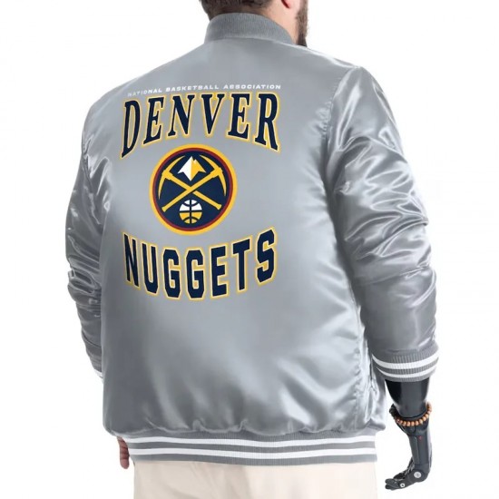 Denver Nuggets Adaptive Bold Logo Varsity Satin Jacket