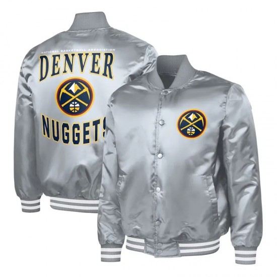 Denver Nuggets Adaptive Bold Logo Varsity Satin Jacket