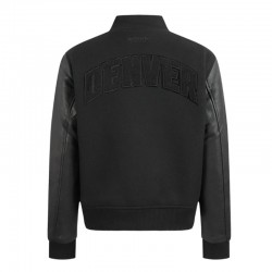 Denver Nuggets Triple Black Varsity Wool and Leather Jacket  Denver Nuggets Triple Black Varsity Wool and Leather Jacket