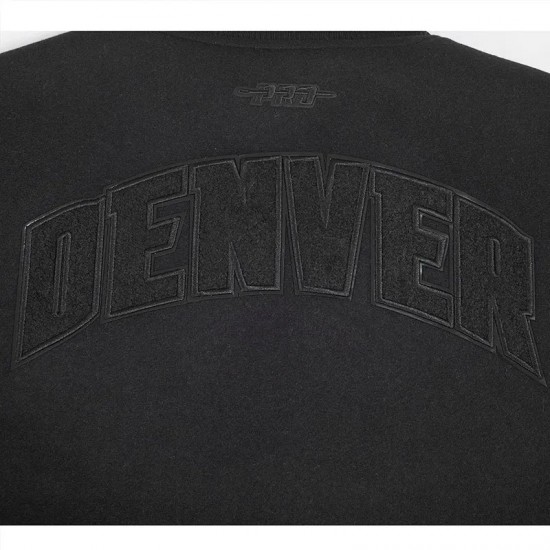 Denver Nuggets Triple Black Varsity Wool and Leather Jacket Denver Nuggets Triple Black Varsity Wool and Leather Jacket
