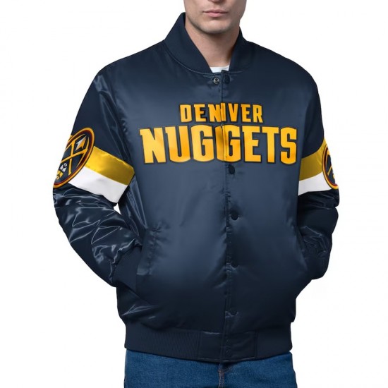Denver Nuggets Triple Option Varsity Satin Jacket Denver Nuggets Triple Option Varsity Satin Jacket