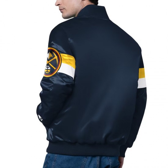 Denver Nuggets Triple Option Varsity Satin Jacket Denver Nuggets Triple Option Varsity Satin Jacket