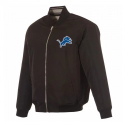 Detroit Lions Black/Gray Full-Zip Reversible Flight Jacket