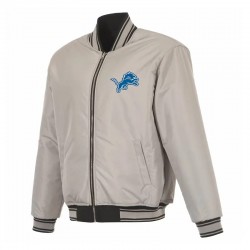 Detroit Lions Black/Gray Full-Zip Reversible Flight Jacket Detroit Lions Black/Gray Full-Zip Reversible Flight Jacket