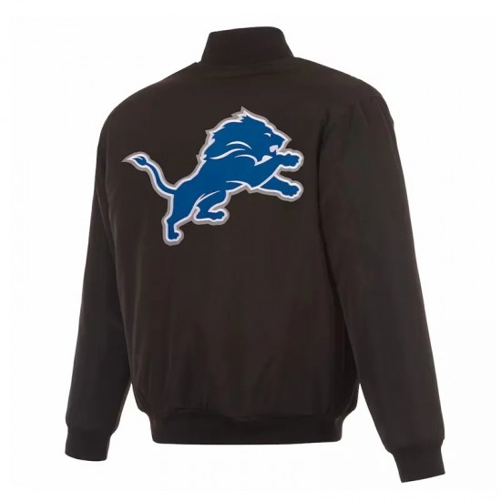 Detroit Lions Black/Gray Full-Zip Reversible Flight Jacket Detroit Lions Black/Gray Full-Zip Reversible Flight Jacket