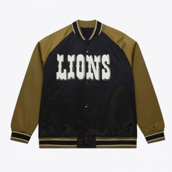 Detroit Lions Black/Olive Satin Double Clutch Jacket