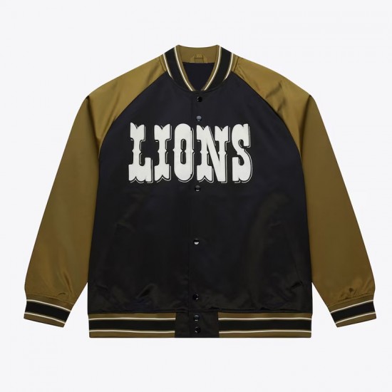 Detroit Lions Black/Olive Satin Double Clutch Jacket