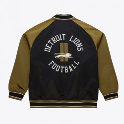 Detroit Lions Black/Olive Satin Double Clutch Jacket Detroit Lions Black/Olive Satin Double Clutch Jacket