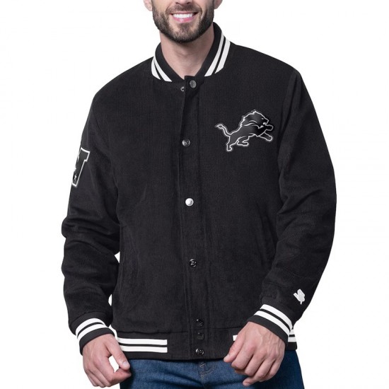 Detroit Lions Blackout Corduroy Varsity Jacket