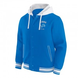Detroit Lions Blue Cotton Hooded Jacket