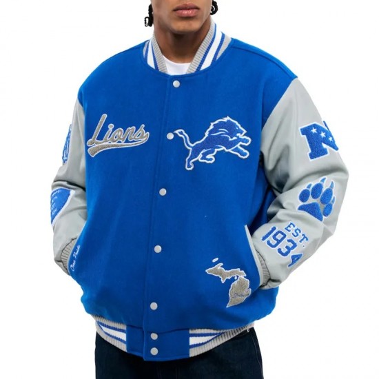 Detroit Lions Chenille Patches Letterman Jacket Detroit Lions Chenille Patches Letterman Jacket