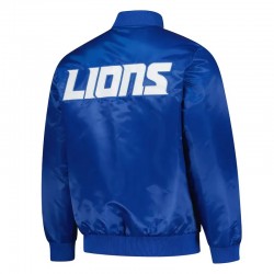 Detroit Lions Exclusive Blue Varsity Satin Jacket Detroit Lions Exclusive Blue Varsity Satin Jacket