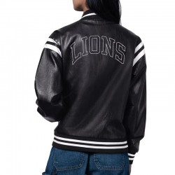 Detroit Lions High Heat Vegan Black Varsity Leather Jacket Detroit Lions High Heat Vegan Black Varsity Leather Jacket