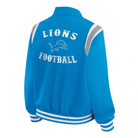 Detroit Lions Lightweight Blue Varsity Satin Jacket