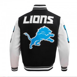Detroit Lions Mashup Rib Varsity Wool/Leather Jacket Detroit Lions Mashup Rib Varsity Wool/Leather Jacket