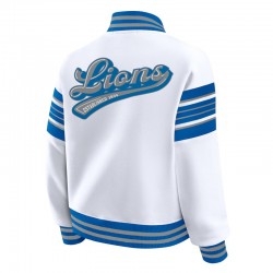 Detroit Lions Snap Front White Fleece Jacket
