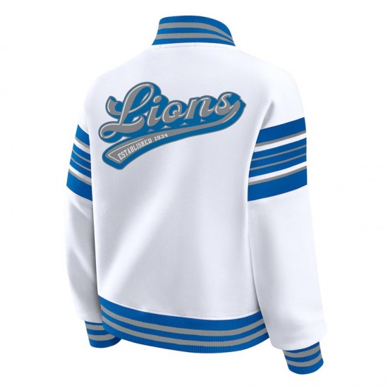 Detroit Lions Snap Front White Fleece Jacket Detroit Lions Snap Front White Fleece Jacket