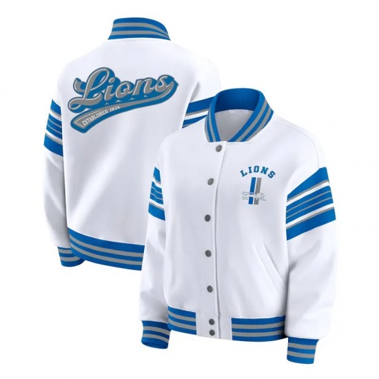 Detroit Lions Snap Front White Fleece Jacket Detroit Lions Snap Front White Fleece Jacket