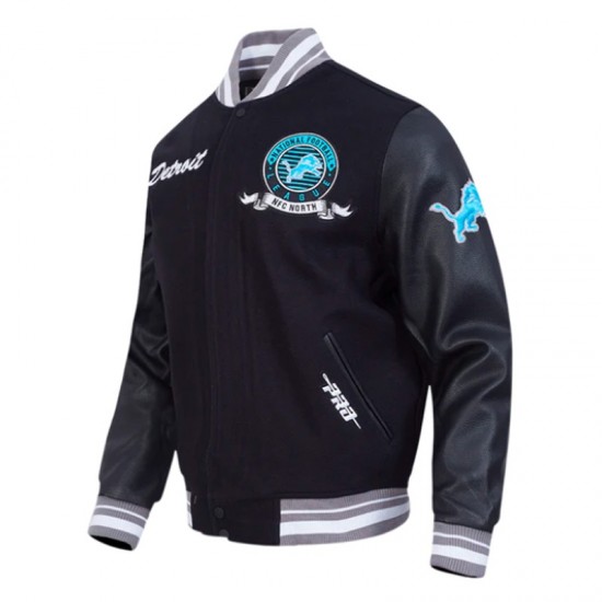Detroit Lions Team Badge Classic Rib Varsity Jacket Detroit Lions Team Badge Classic Rib Varsity Jacket